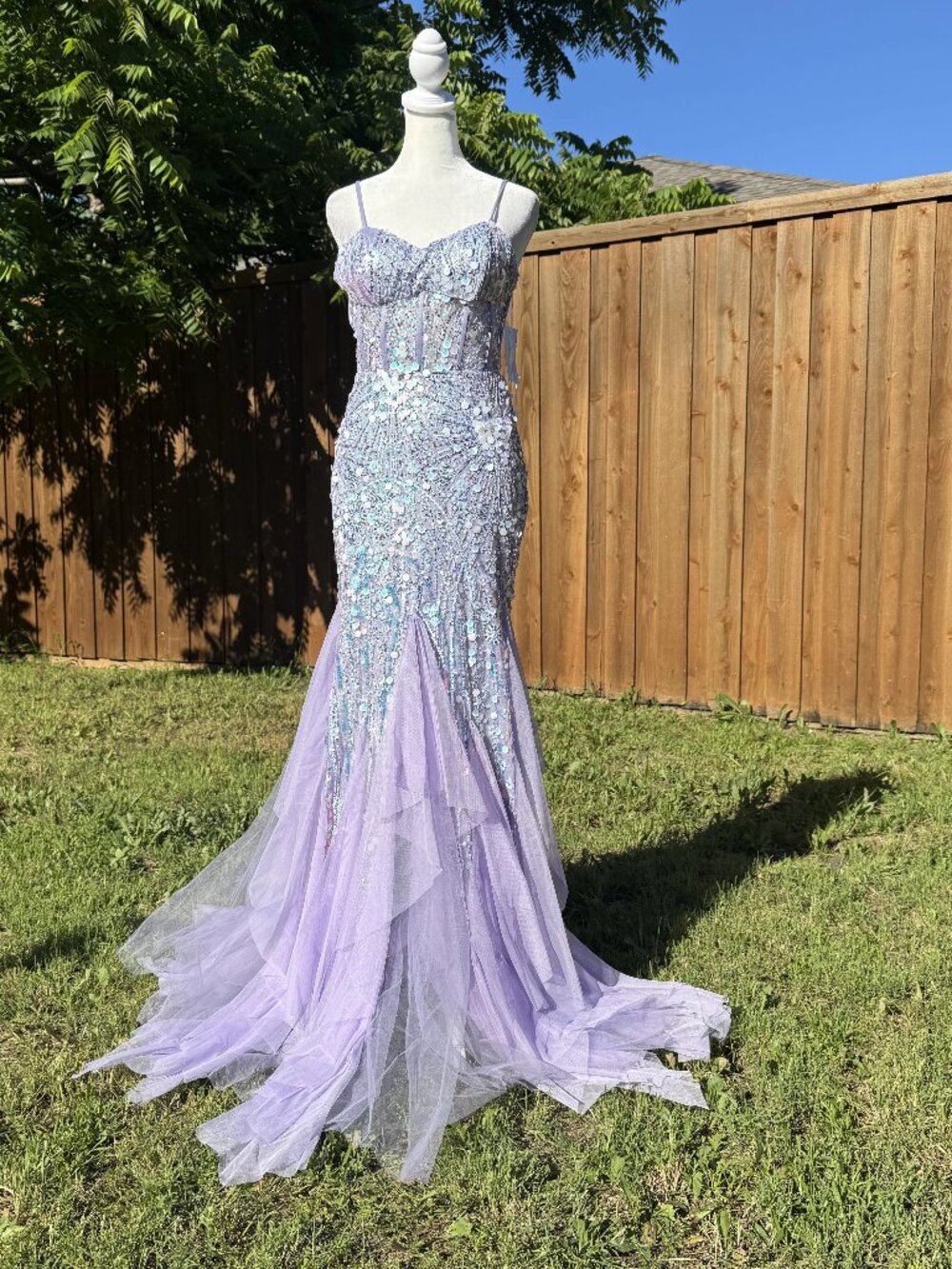 NWT Purple sequined chiffon halter dress, wedding hostess dress